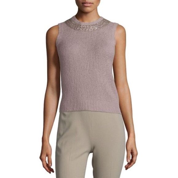 Ralph Lauren Pre-Fall ‘16 Hand Knit Embellished Jewel-neck Cashmere & Silk Shell - Picture 2 of 16